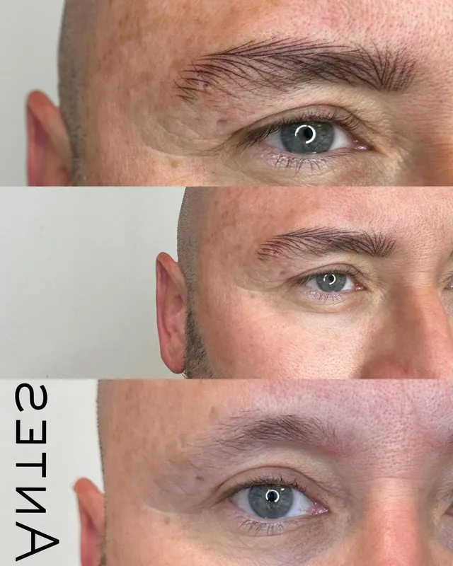 HairStroke masculino en primer plano: dos resultados y el antes